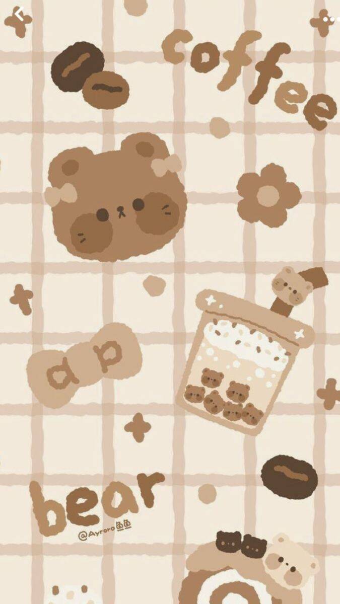 Papel de Parede Aesthetic Urso de Café para Celular/iPhone