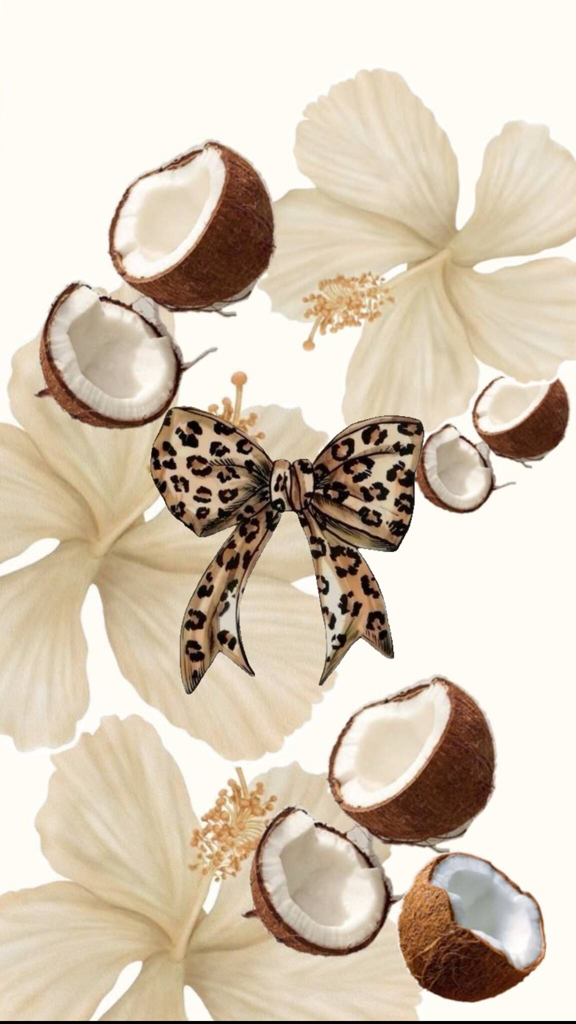 Papel de Parede Aesthetic com Laço de Onça e Flores para Celular/iPhone