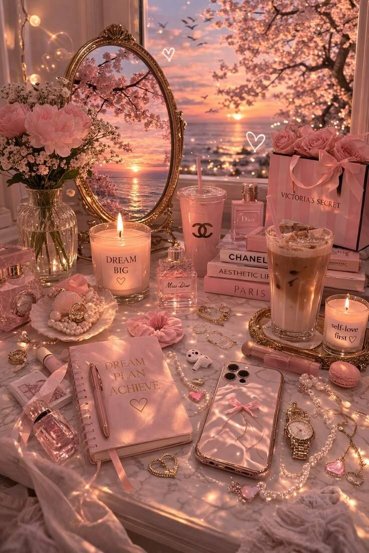 Fondo de Pantalla Aesthetic Rosa con Detalles Elegantes para Celular/iPhone