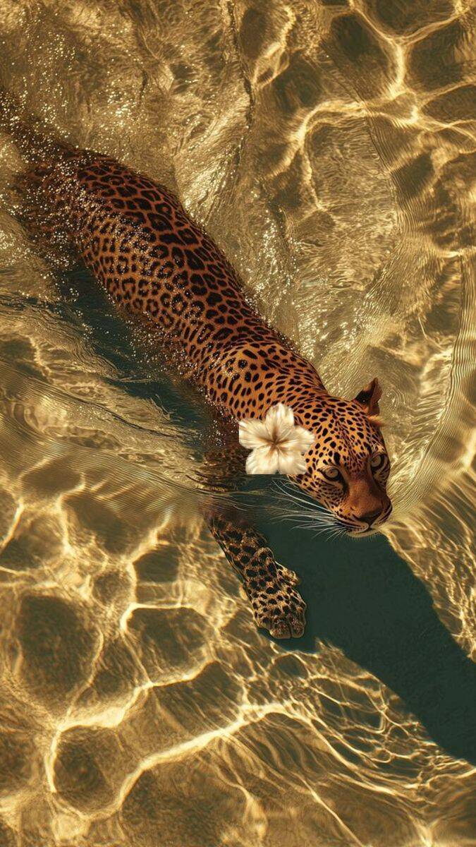 Fondo de pantalla de Leopardo Aesthetic en agua para teléfono celular/iPhone