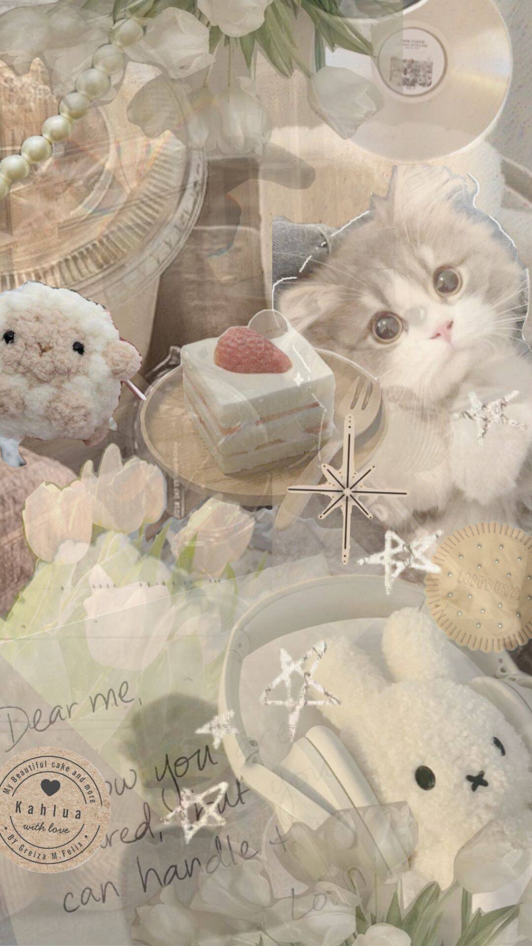 Papel de Parede Aesthetic com Gatinhos e Doces para Celular/iPhone