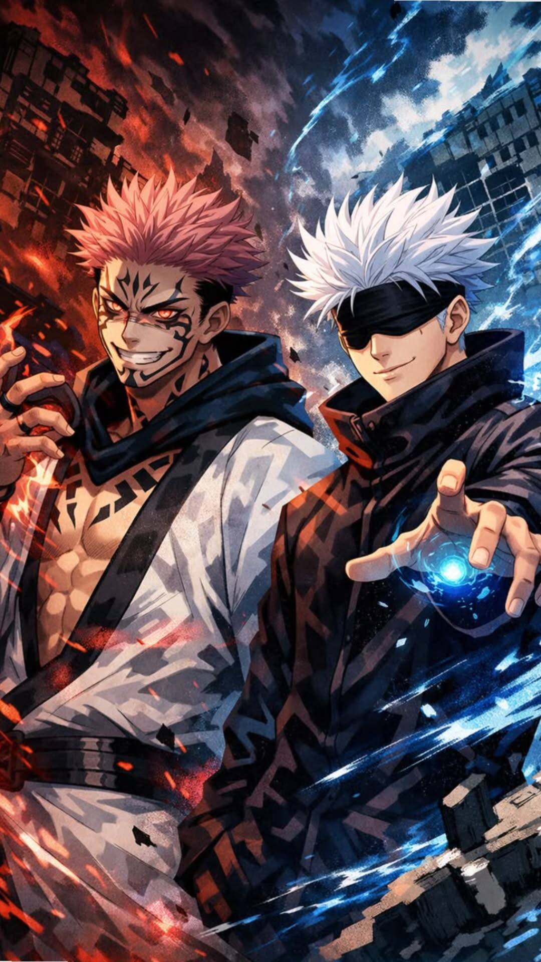 Papel de Parede de Anime Gojo Satoru e Sukuna para Celular/iPhone 4K