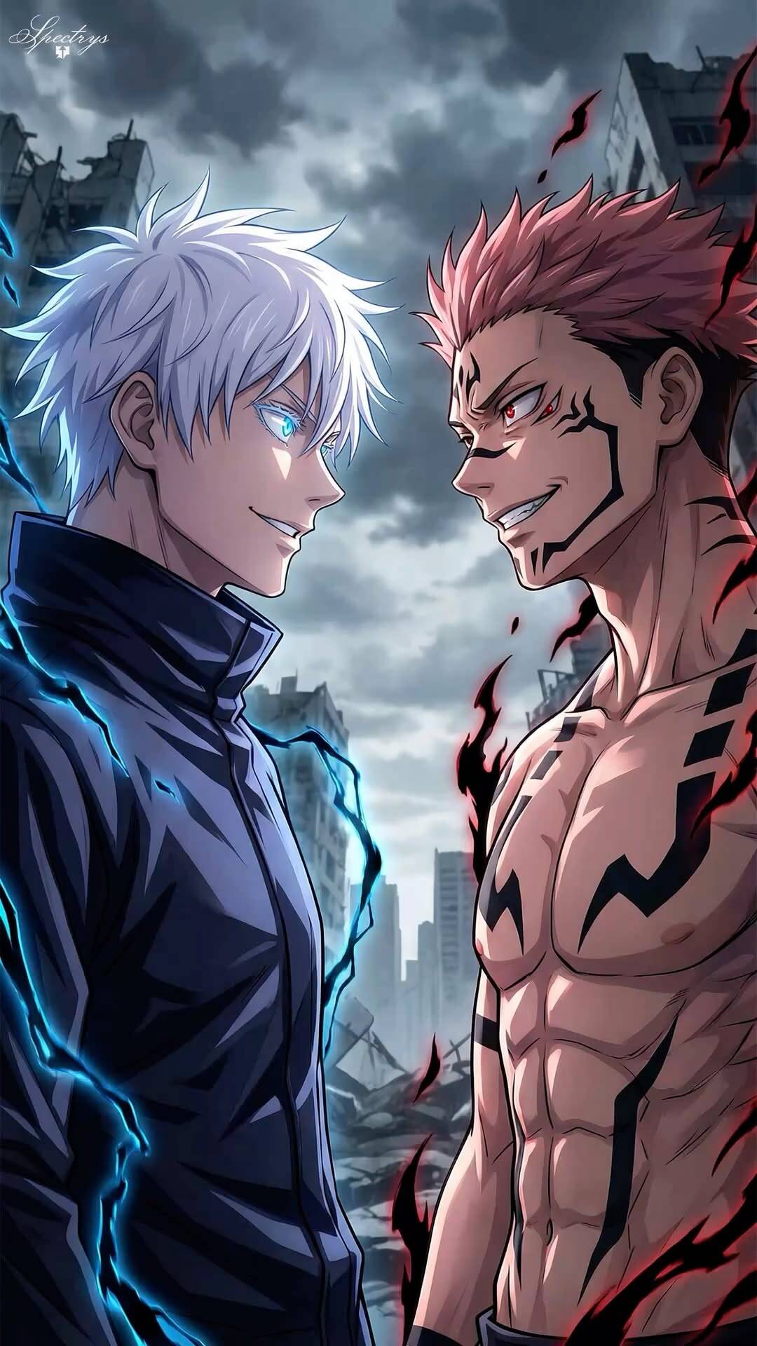 Papel de Parede de Anime Gojo Satoru e Sukuna para Celular/iPhone 4K