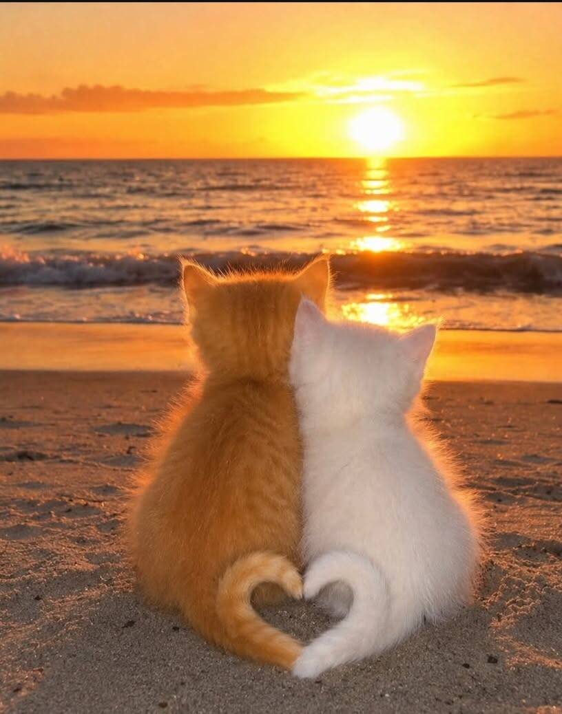 Papel de Parede Aesthetic Gatos Assistindo ao Pôr do Sol para Celular/iPhone