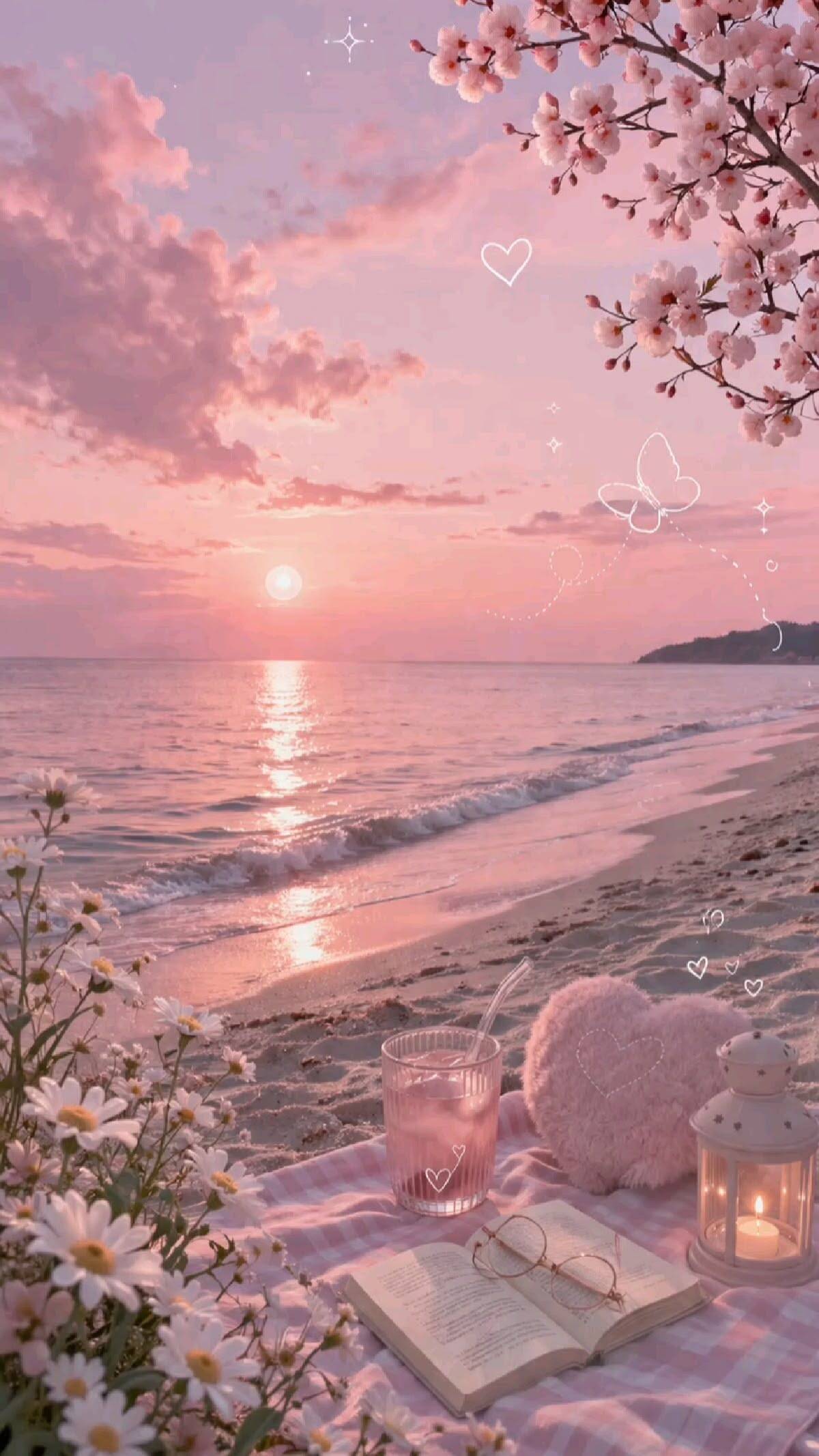Papel de Parede Aesthetic Pôr do Sol Rosa para Celular/iPhone