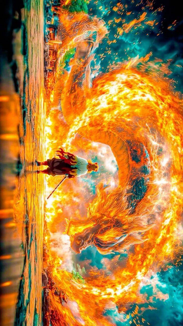 Papel de Parede de Anime Fogo Mágico para Celular/iPhone 4K
