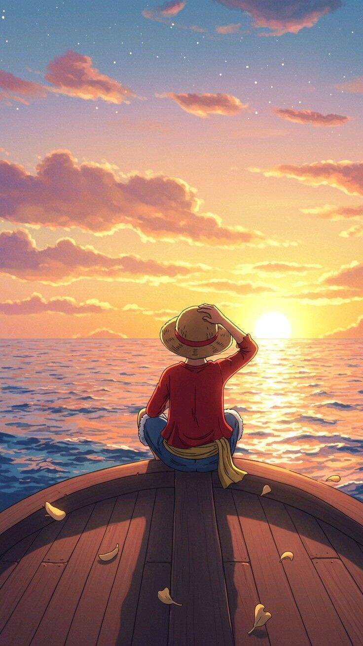 Anime Luffy Watching the Sunset Wallpaper for Mobile/iPhone 4K