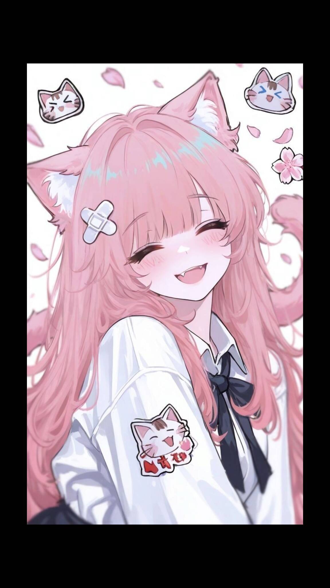 Papel de Parede de Anime Fofo com Menina de Cabelo Rosa para Celular/iPhone 4K