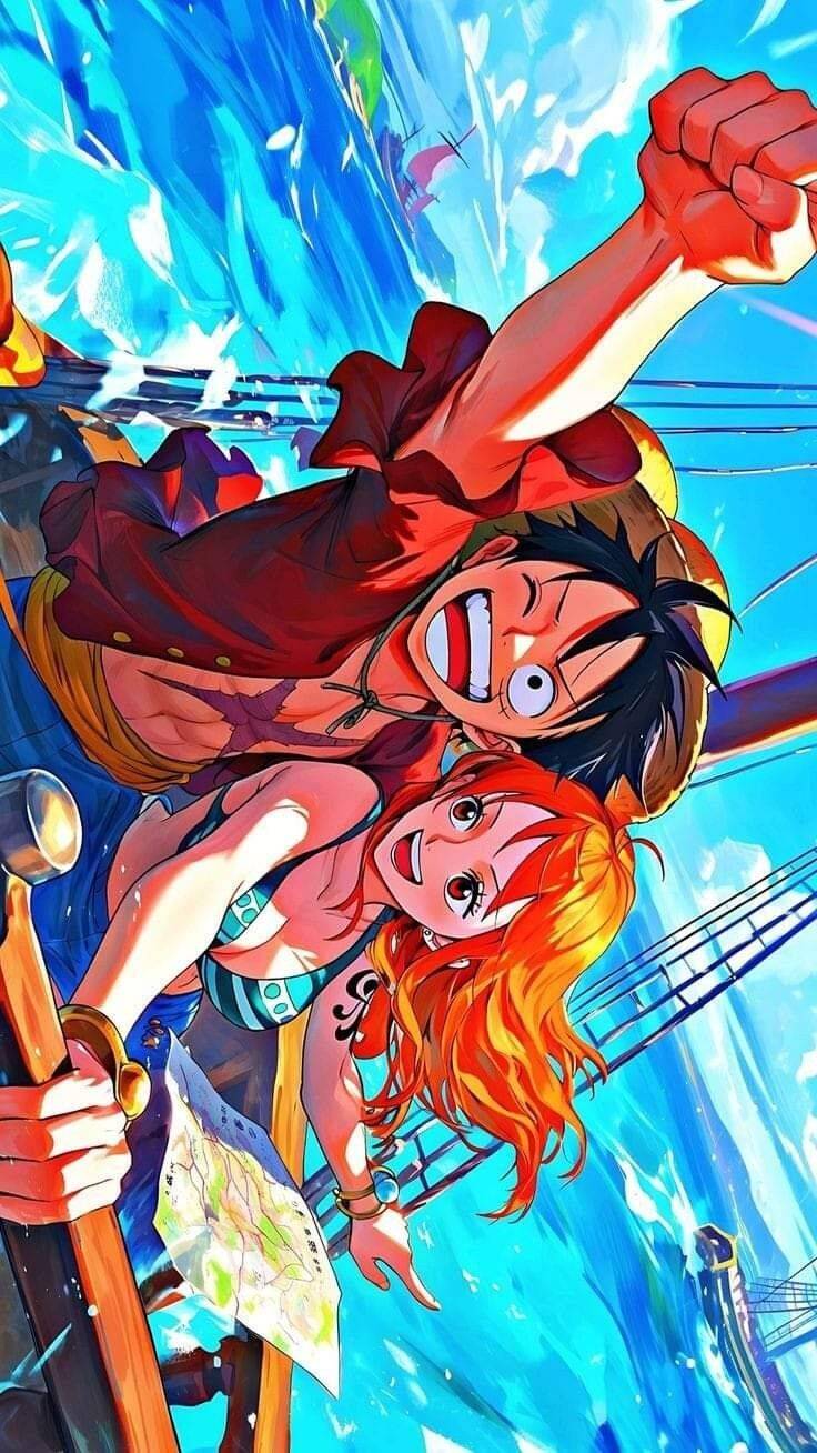 Papel de Parede de Anime Luffy e Nami para Celular/iPhone 4K