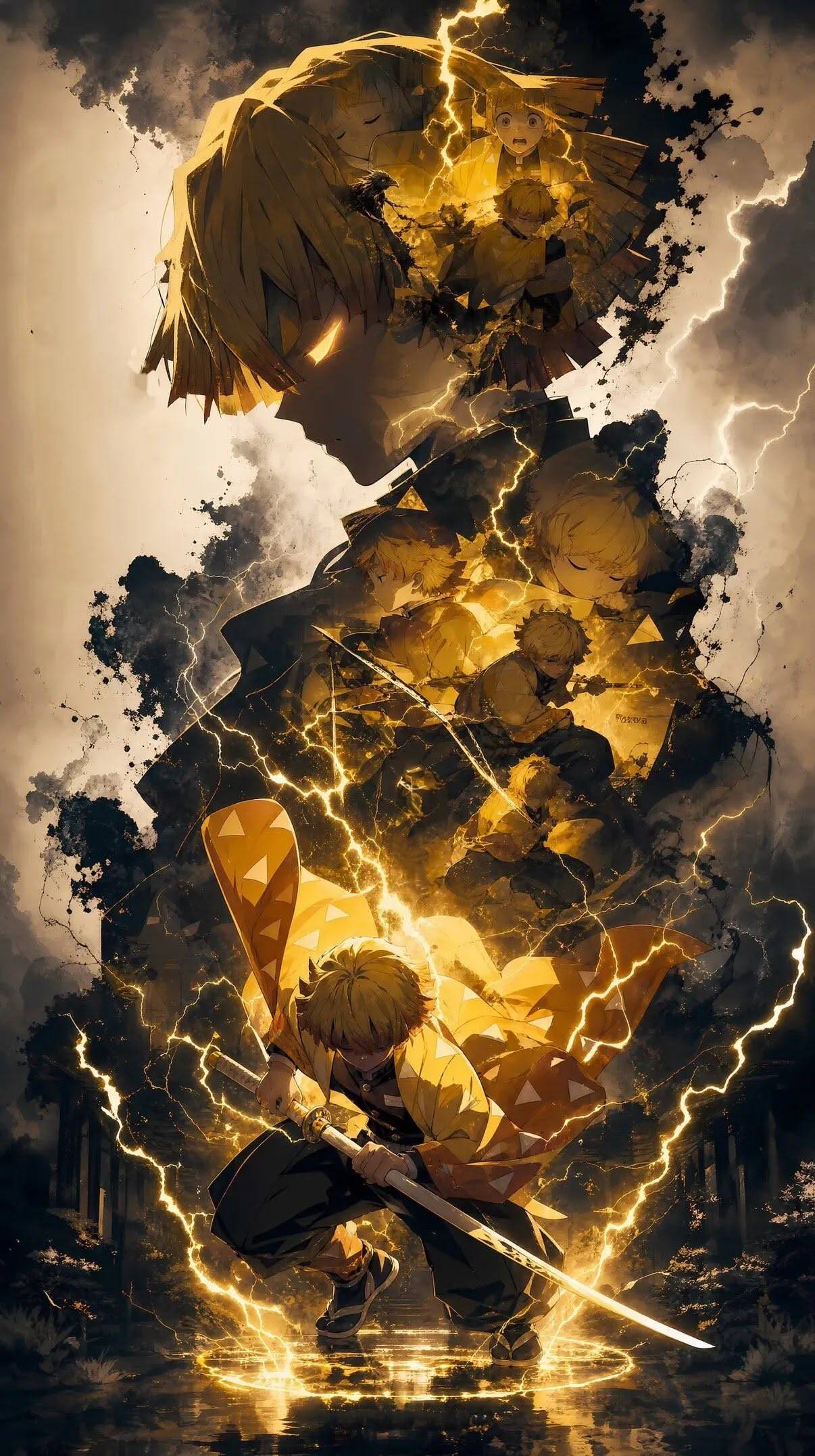 Papel de Parede de Anime Zenitsu Agatsuma para Celular/iPhone 4K
