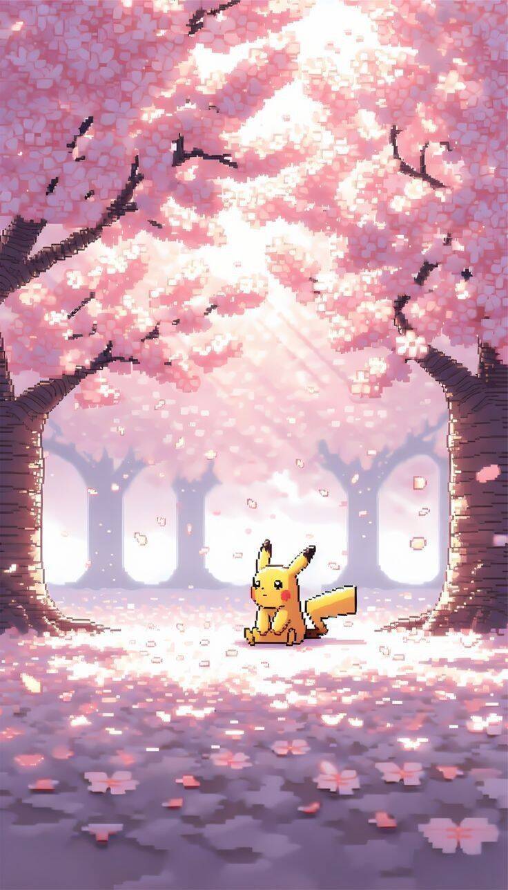 Papel de Parede de Anime Pikachu em Florada para Celular/iPhone 4K