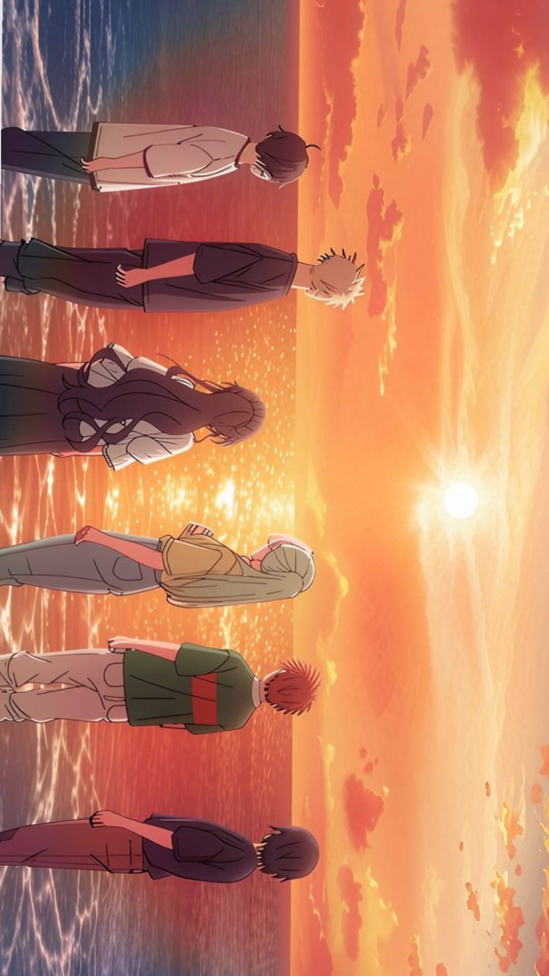 Papel de Parede de Anime com Personagens na Praia para Celular/iPhone 4K