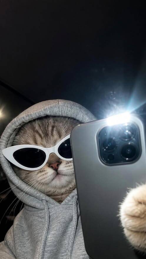 Papel de Parede Engraçado de Gato Estiloso com Óculos para Celular/iPhone 4K
