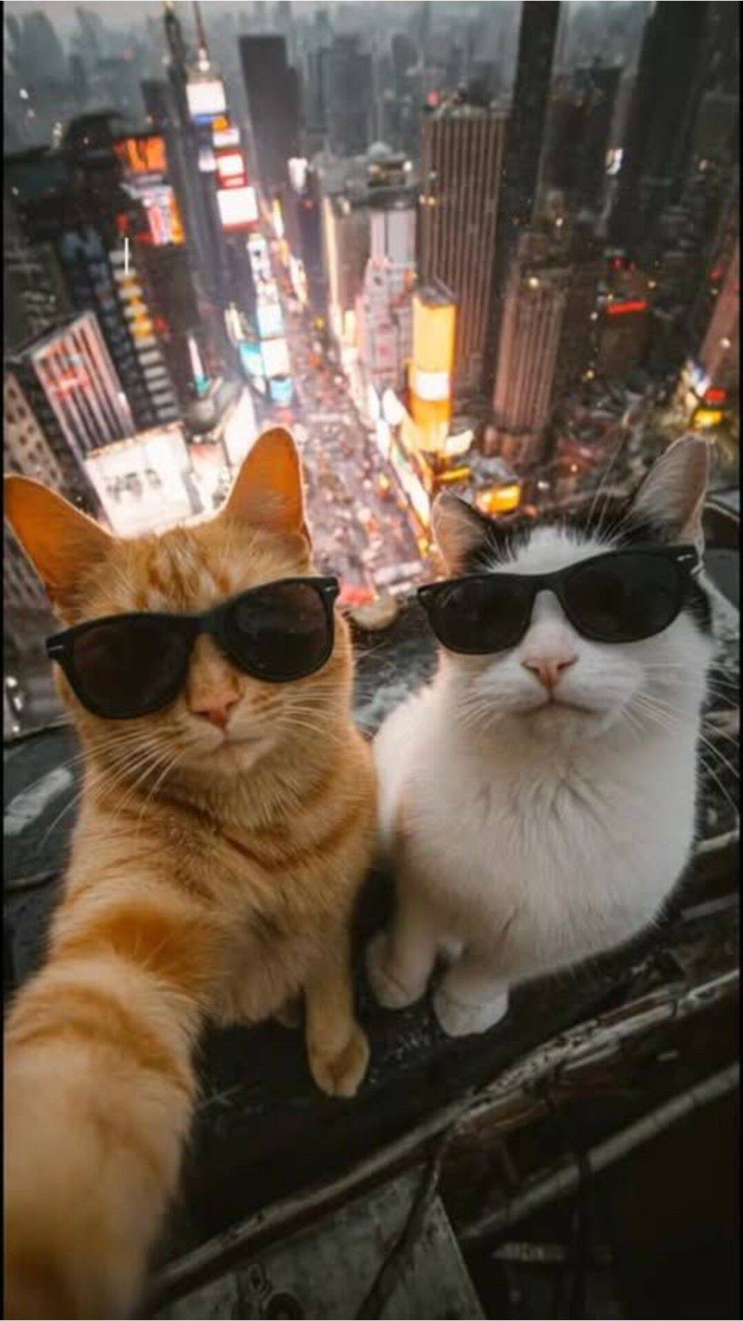 Papel de Parede Engraçado de Gatos Estilosos para Celular/iPhone 4K