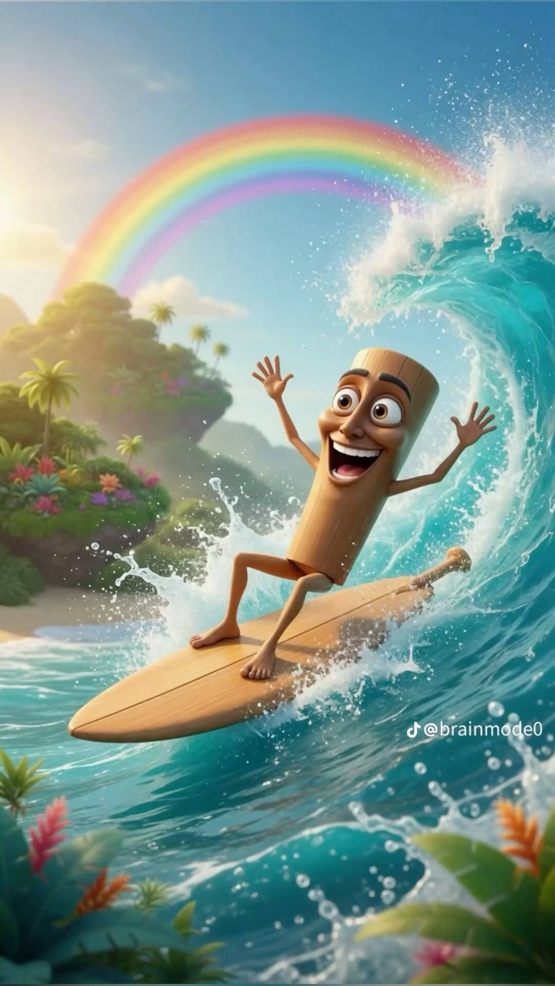 Funny Animated Surfer Wallpaper for Cell Phone/iPhone 4K