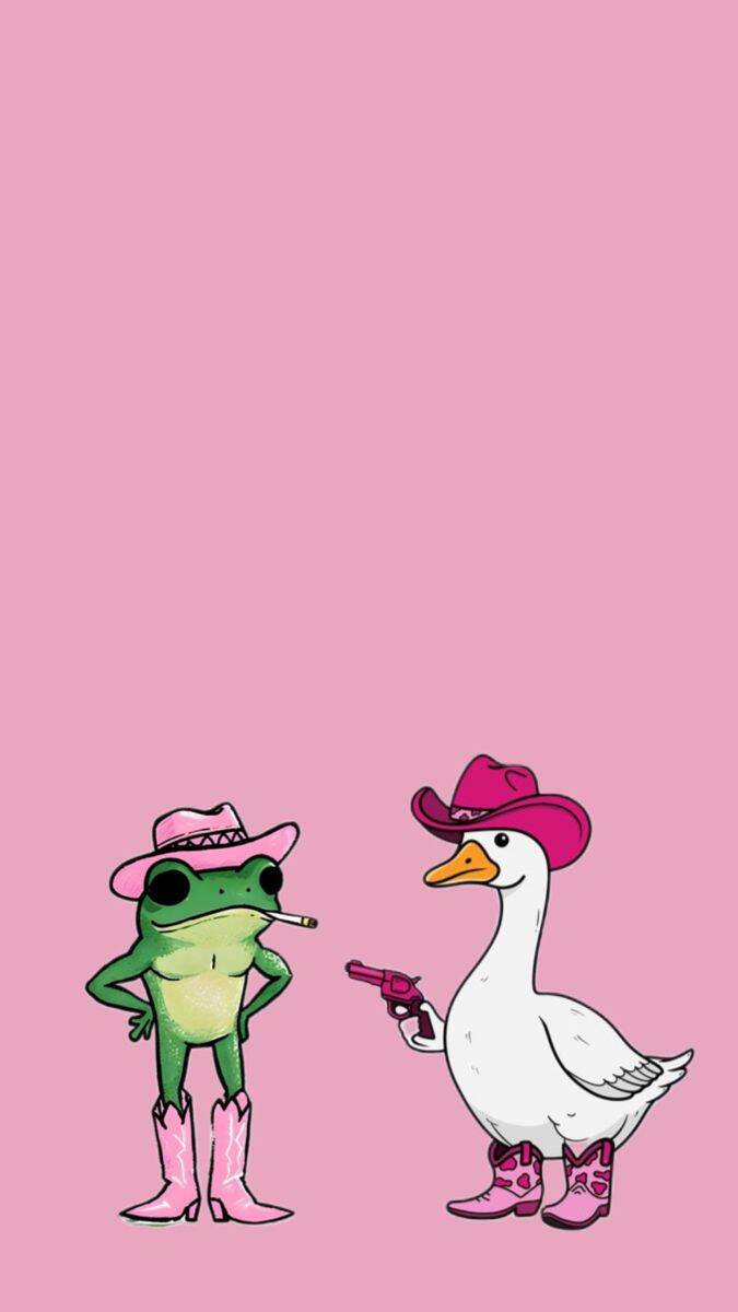 Fondo de Pantalla Divertido de Rana Vaquera y Ganso para Móvil/iPhone 4K