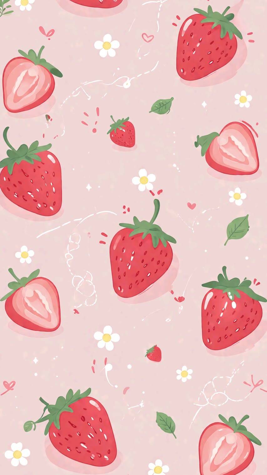 Fondo de Pantalla Lindo de Fresa Kawaii para Móvil/iPhone 4K