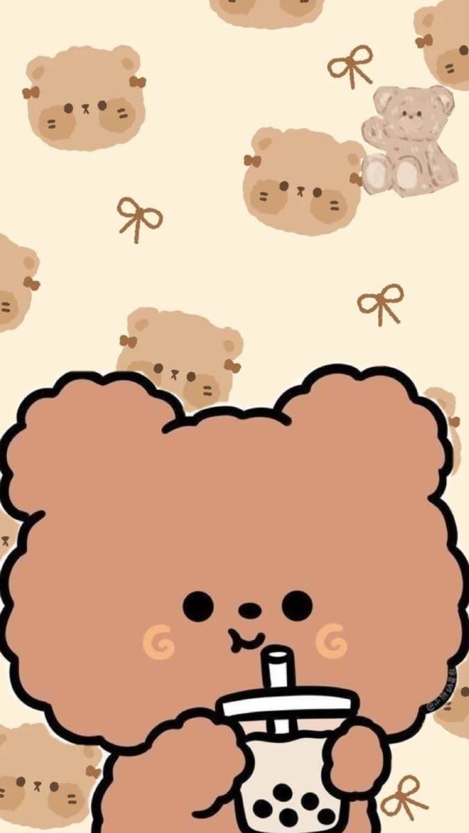 Fondo de Pantalla de Lindo Oso con Bebida para Celular/iPhone 4K