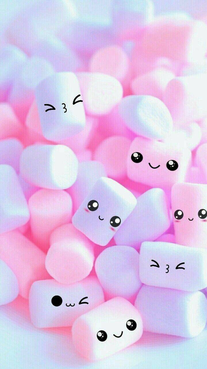 Cute Kawaii Marshmallows Wallpaper for Mobile/iPhone 4K