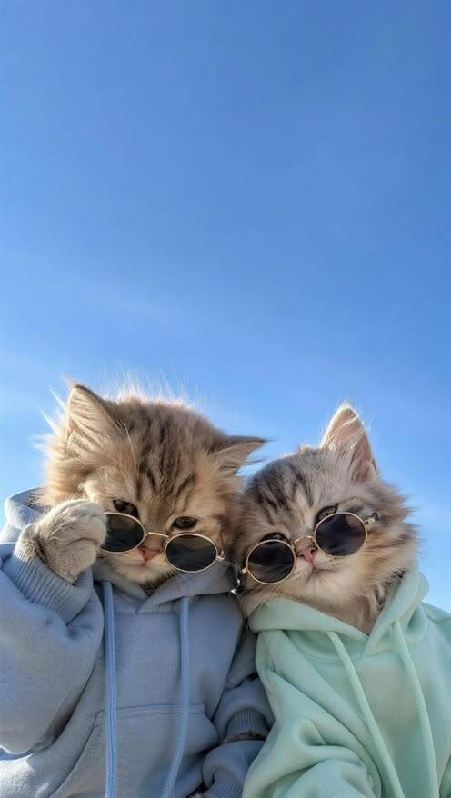 Cute Stylish Kittens with Glasses Wallpaper for Mobile/iPhone 4K