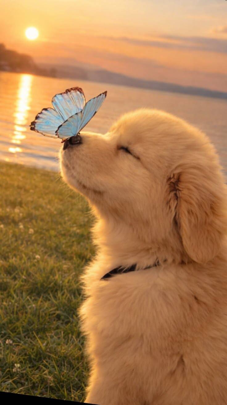 Fondo de Pantalla Lindo Cachorro de Mariposa para Teléfono Celular/iPhone 4K