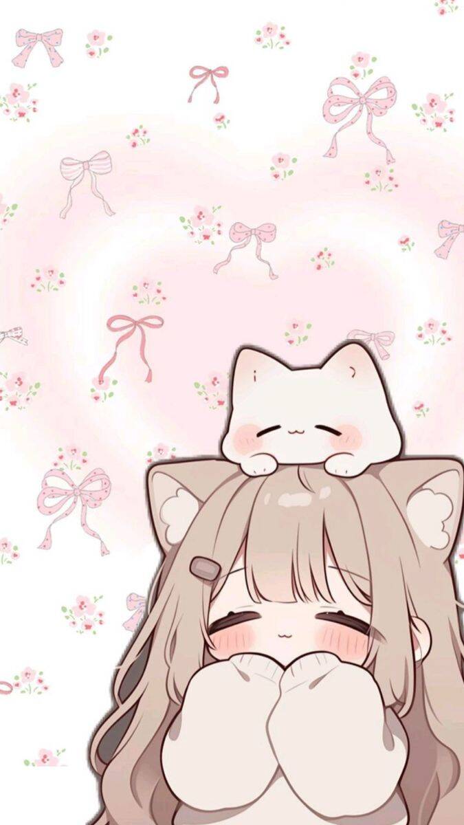 Fondo de Pantalla de Linda Chica con Gato y Lazos para Celular/iPhone 4K