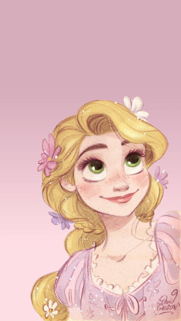 Fondo de Pantalla Lindo de Rapunzel con Flores para Móvil/iPhone 4K