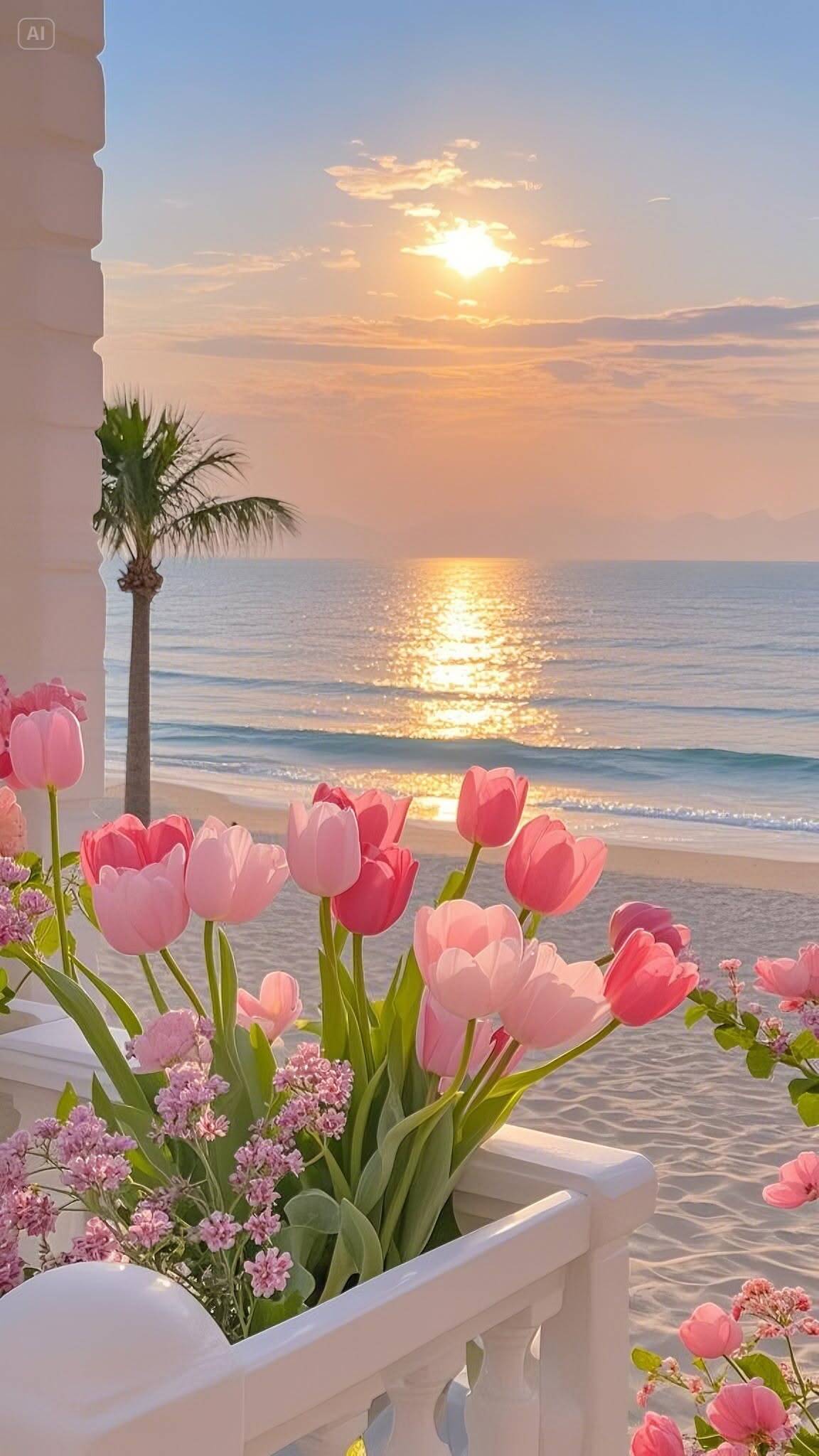 Fondo de Pantalla Lindos Tulipanes al Atardecer para Móvil/iPhone 4K