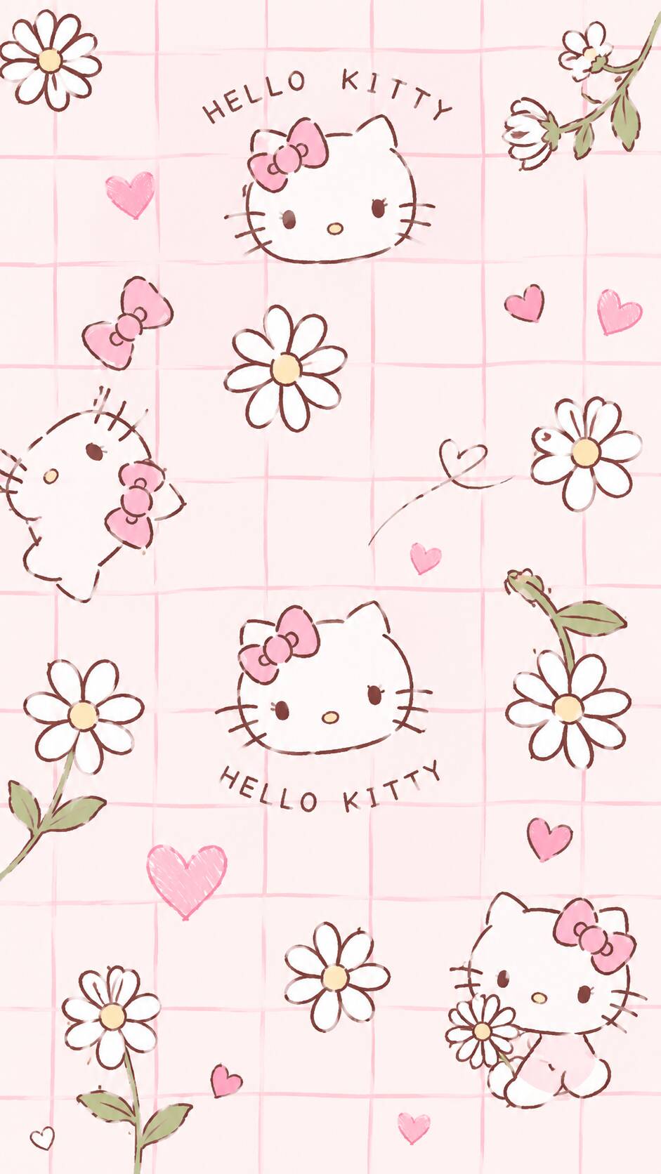 Cute Hello Kitty Wallpaper with Flowers for Mobile/iPhone 4K