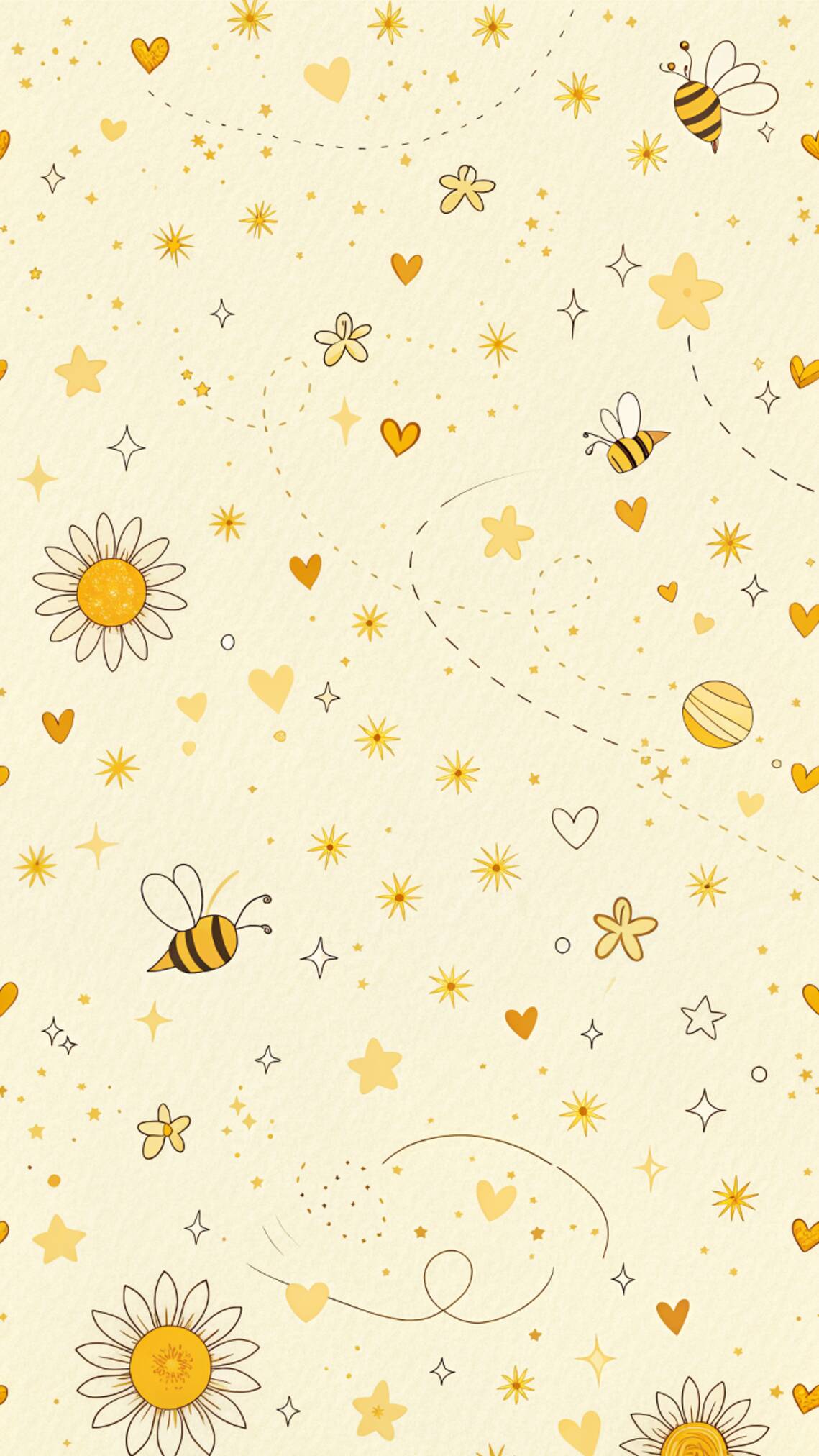 Cute Bee and Flowers Wallpaper for Cell Phone/iPhone 4K
