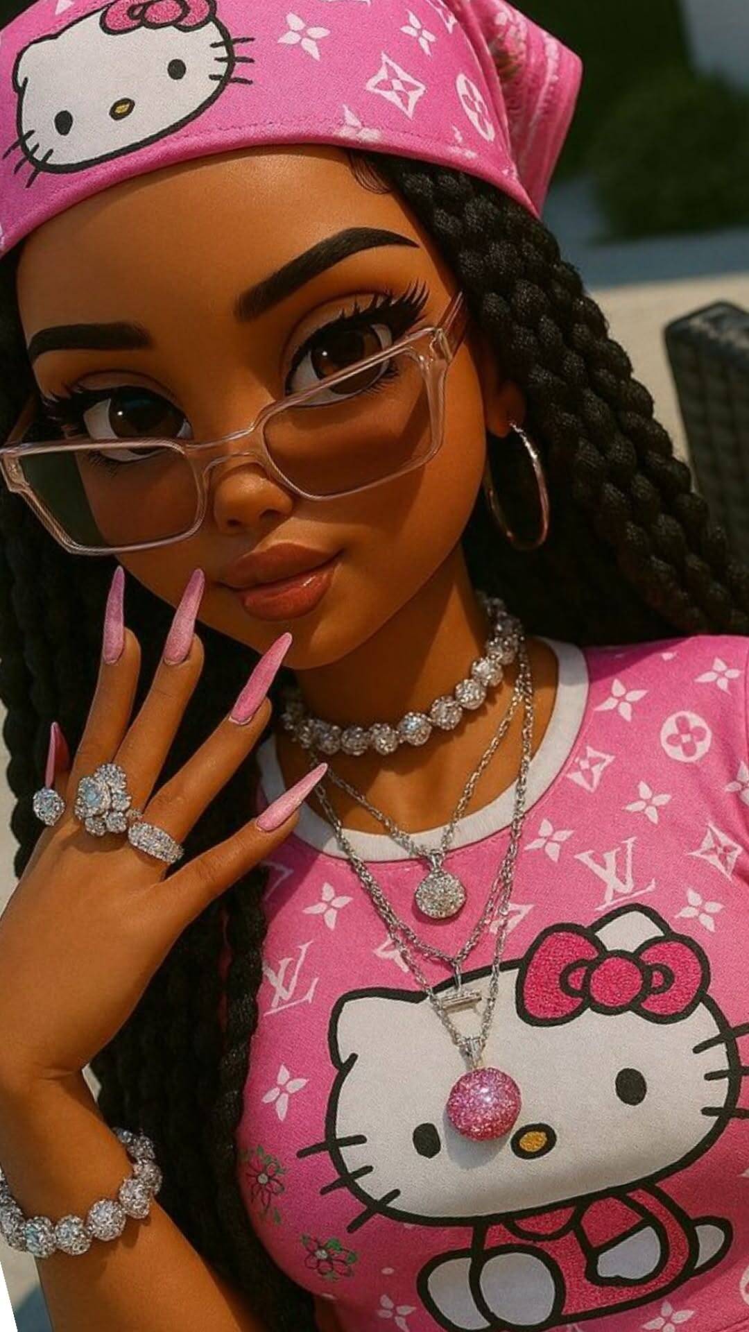 Fondo de Pantalla de Chica Linda Estilo Hello Kitty para Móvil/iPhone 4K