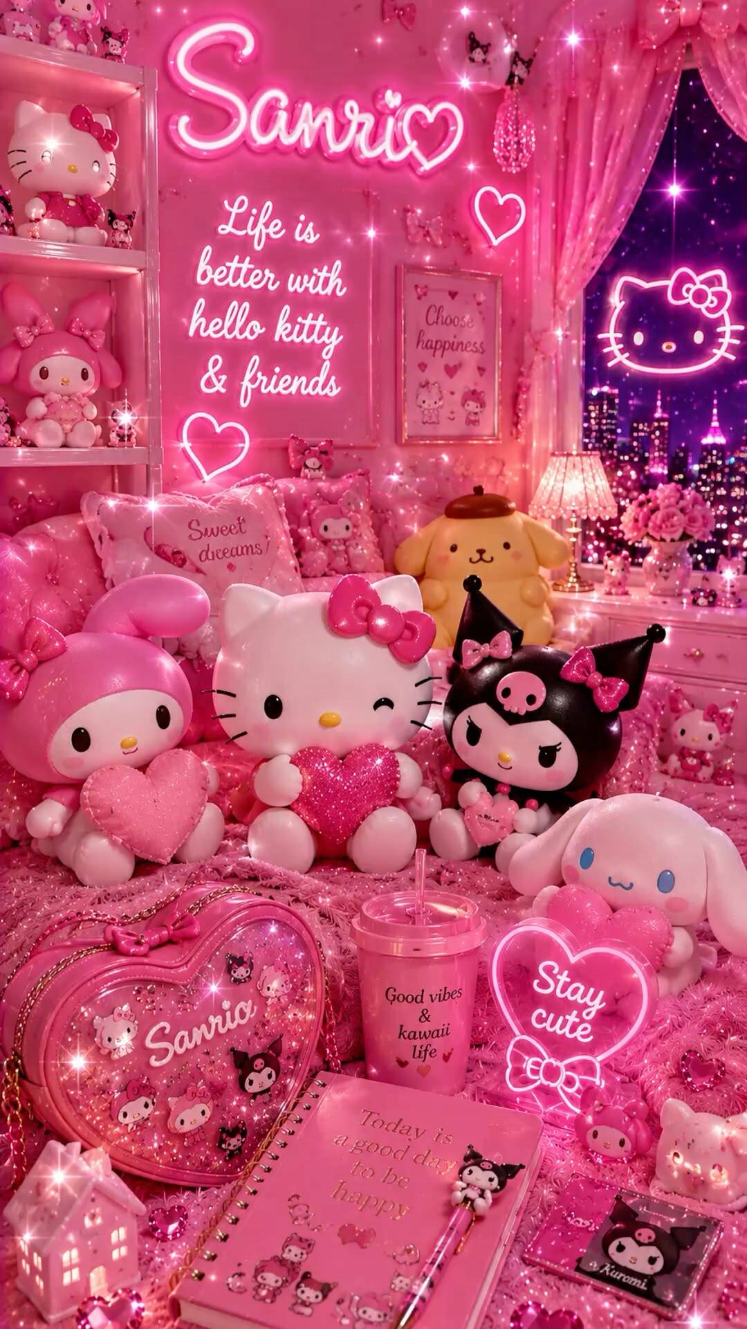 Papel de Parede Fofo da Hello Kitty e Amigos para Celular/iPhone 4K
