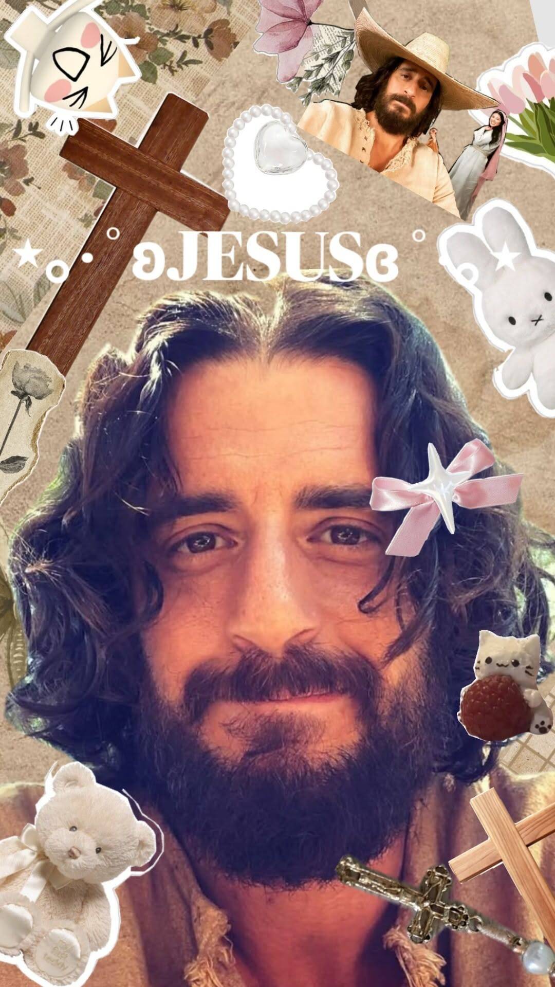 Fondo de Pantalla Lindo de Jesús con Animales y Flores para Móvil/iPhone 4K