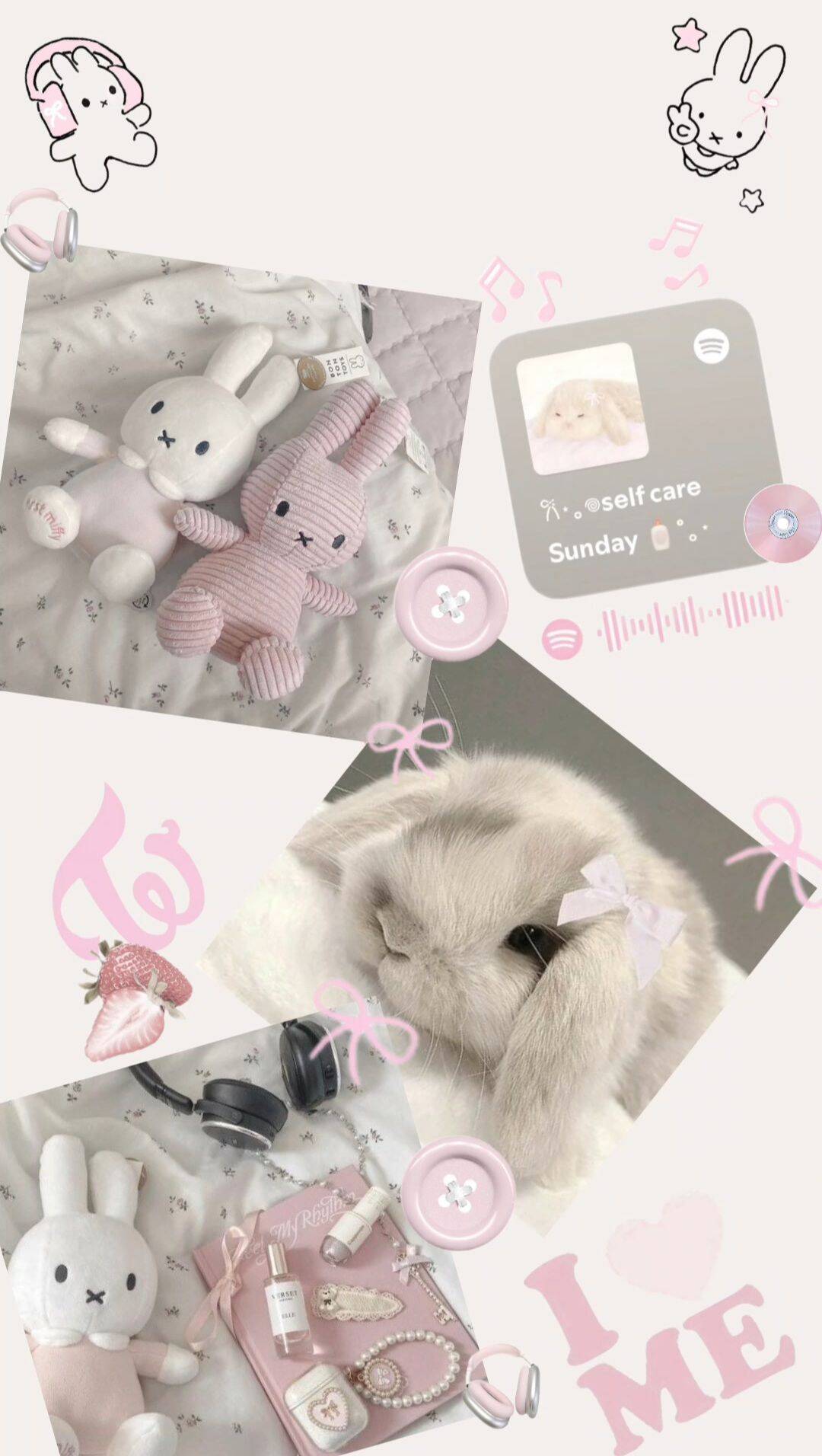Fondo de Pantalla Lindo Conejito Kawaii para Móvil/iPhone 4K
