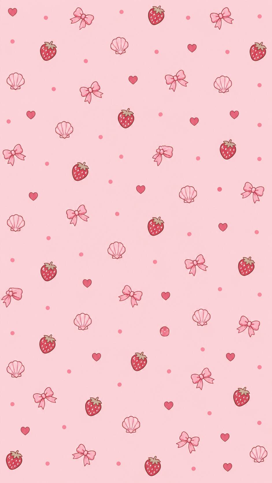 Fondo de Pantalla Lindo de Fresas y Lazos para Celular/iPhone 4K