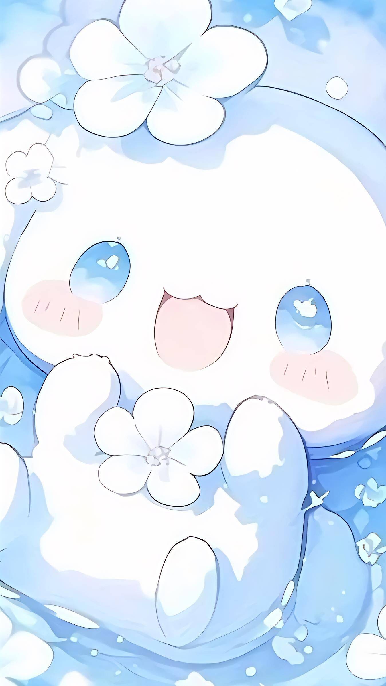 Papel de Parede Azul com Personagem Fofo para Celular/iPhone 4K