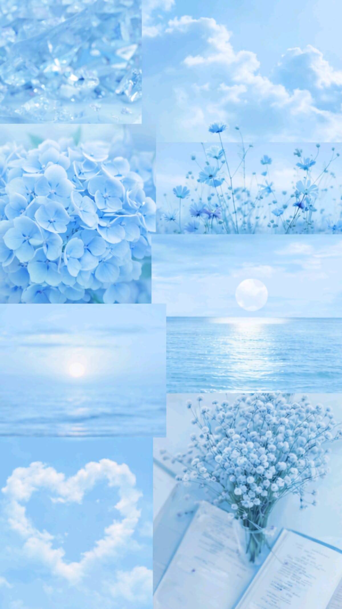 Papel de Parede Azul com Flores e Céu para Celular/iPhone 4K
