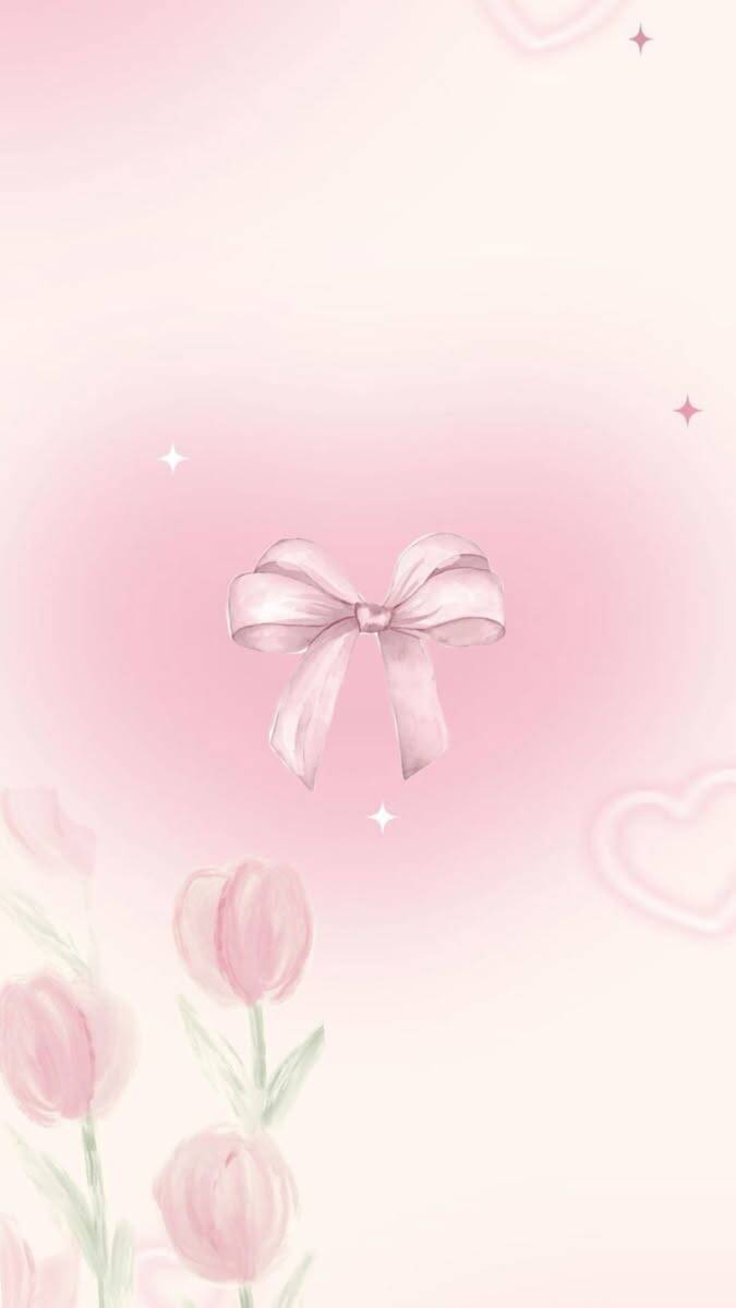Fondo de Pantalla Rosa con Lazo y Flores para Celular/iPhone
