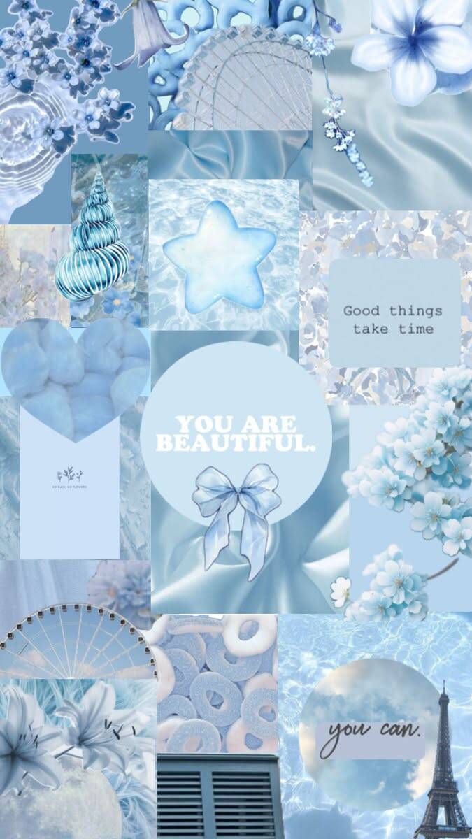 Blue Wallpaper with Flowers and Textures for Cell Phone/iPhone 4K
