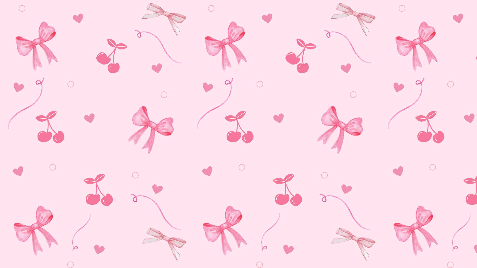Fondo de Pantalla Rosa con Lacitos y Cerezas para Celular/iPhone