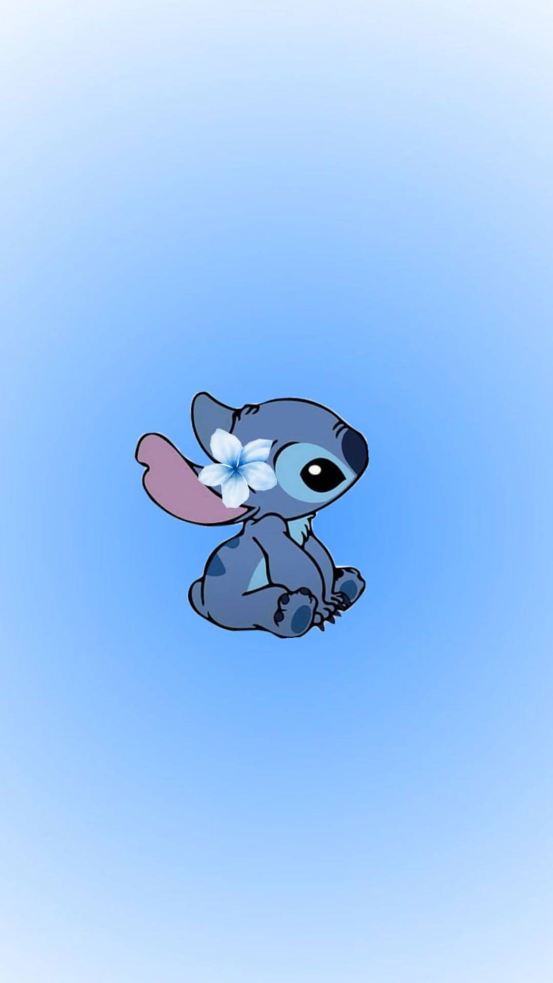 Blue Stitch Wallpaper with Flowers for Cell Phone/iPhone 4K