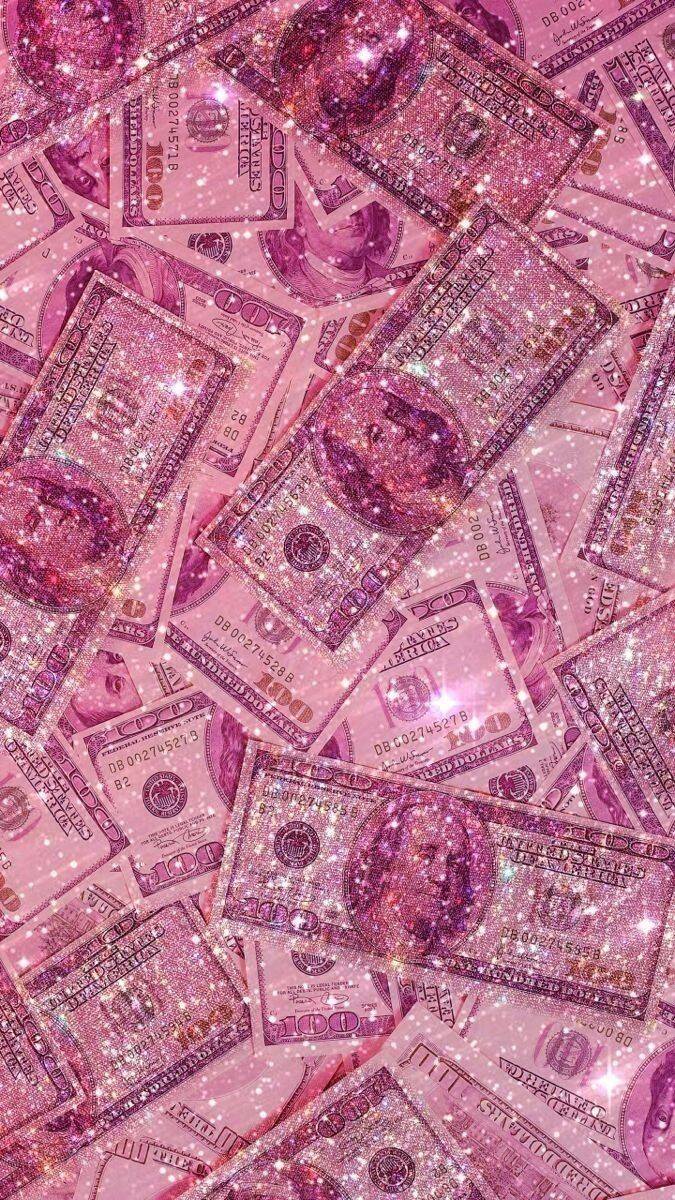 Fondo de pantalla de dinero con brillo rosa para teléfono celular/iPhone