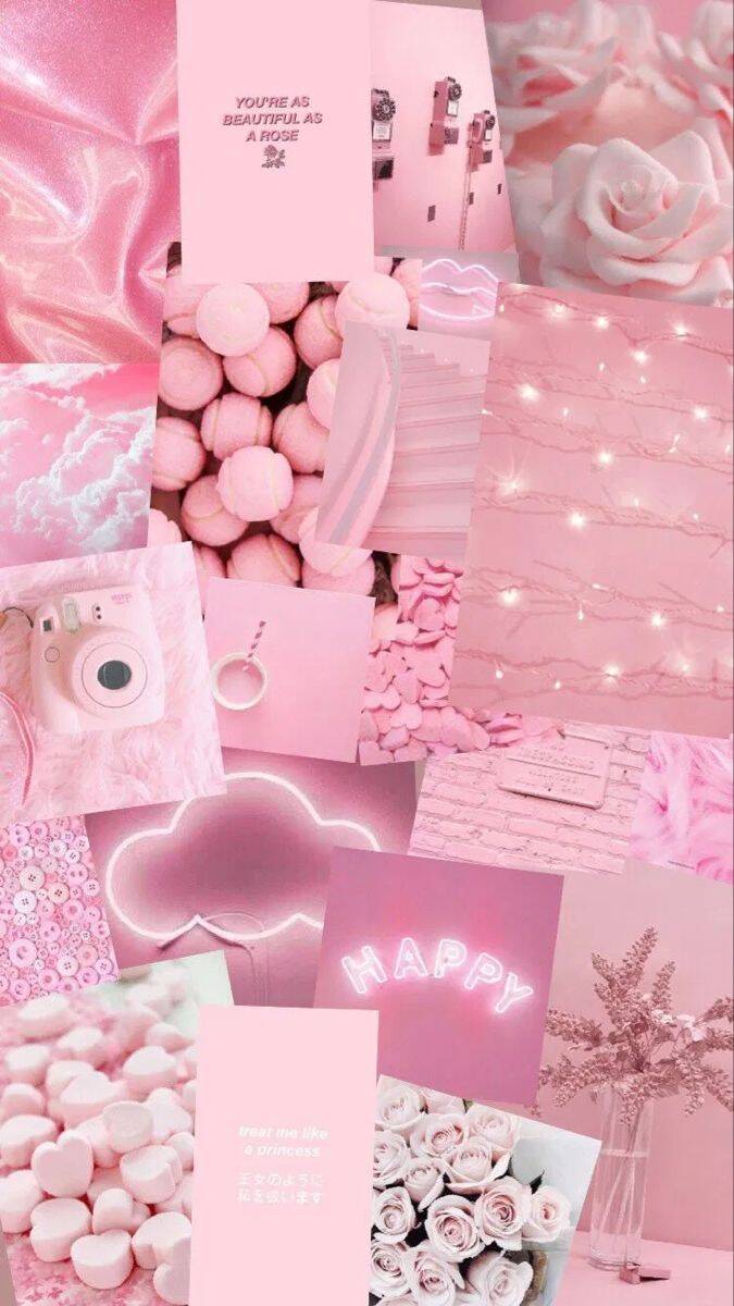 Fondo de Pantalla Rosa Aesthetic con Flores y Detalles Brillantes para Celular/iPhone