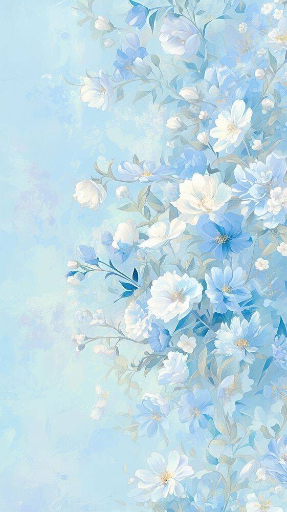 Fondo de Pantalla de Flores Azules para Celular/iPhone 4K