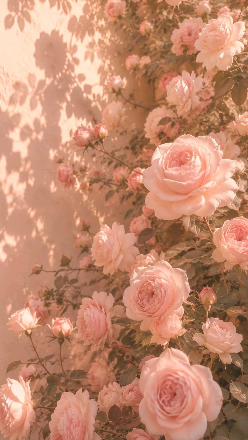 Pink Wallpaper with Flowers for Cell Phone/iPhone