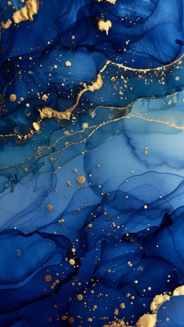 Papel de Parede Azul com Efeitos Dourados para Celular/iPhone 4K