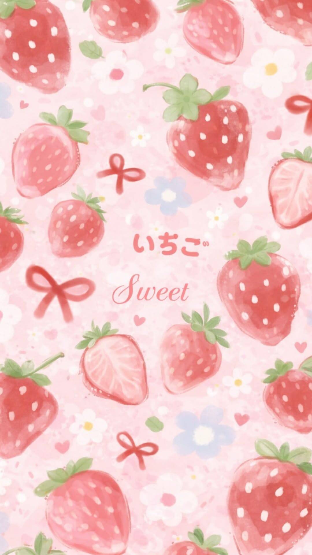 Fondo de Pantalla Rosa con Fresas para Celular/iPhone