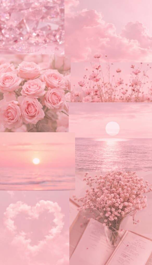 Fondo de Pantalla Rosa con Flores y Purpurina para Celular/iPhone