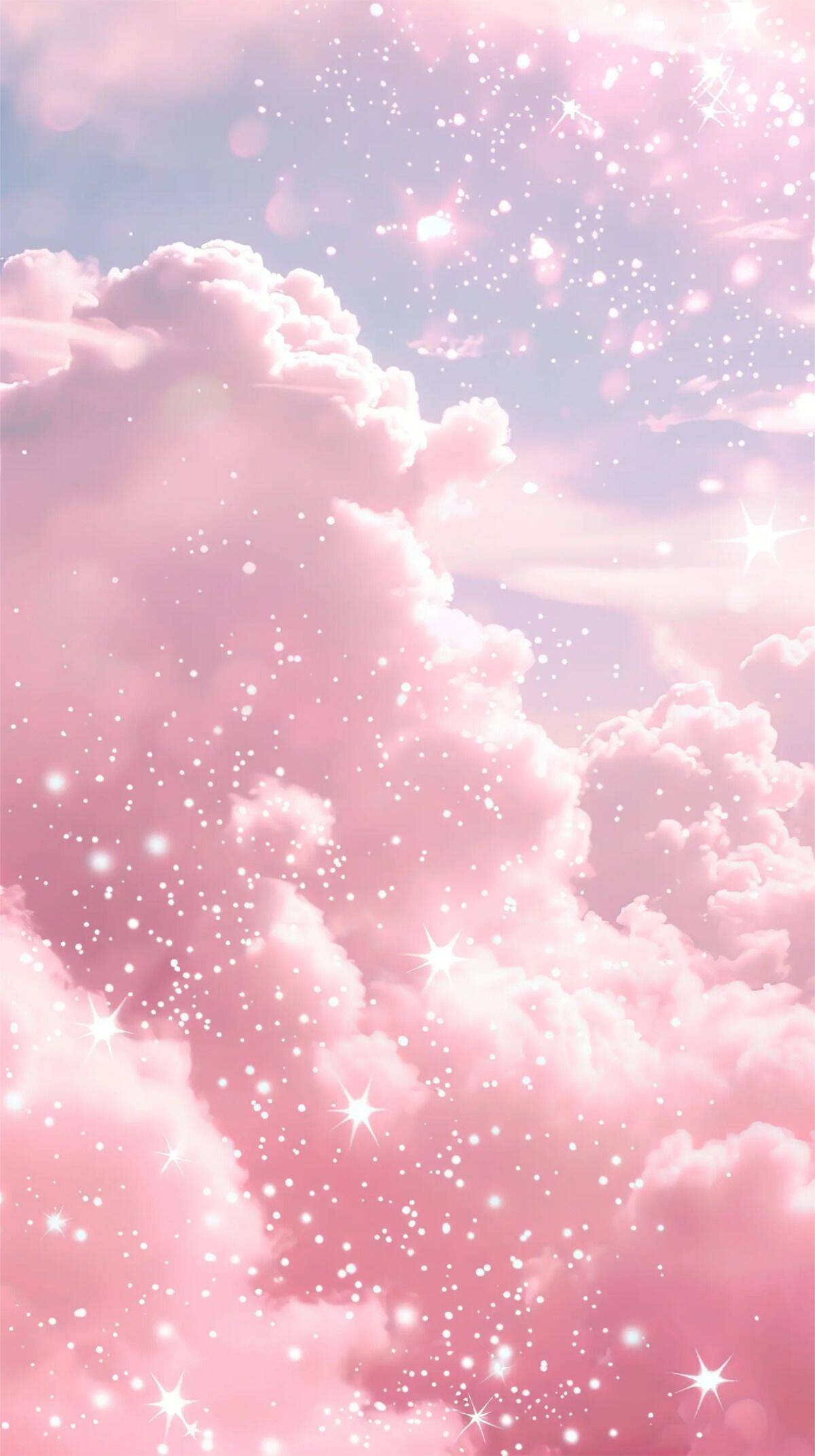Fondo de Pantalla Rosa con Nubes y Destellos para Celular/iPhone