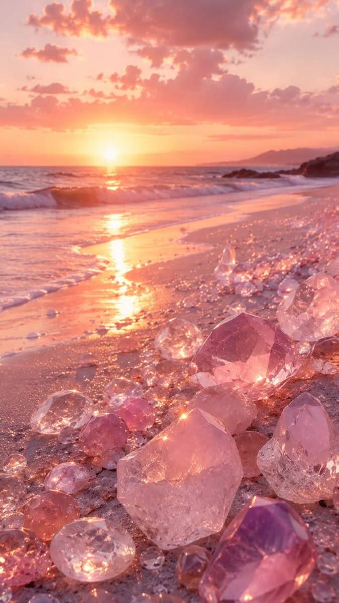 Fondo de Pantalla Rosa con Cristales para Celular/iPhone